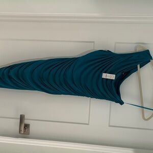 NWT White House Black Market women’s M Elegant Teal one shouldered Dress
